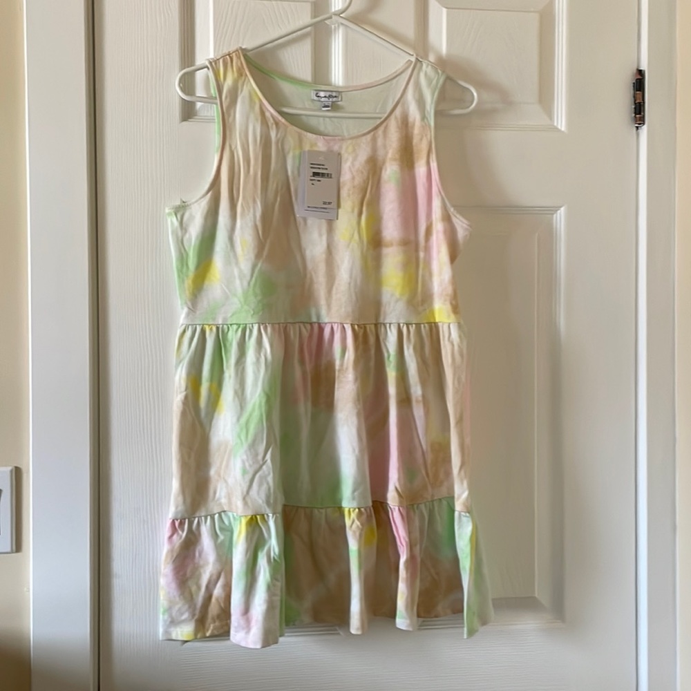 Love, fire tie dyed girls tiered tank dress